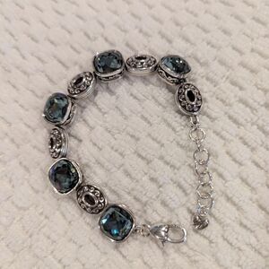 Elegant Silver Bracelet with Blue Accents